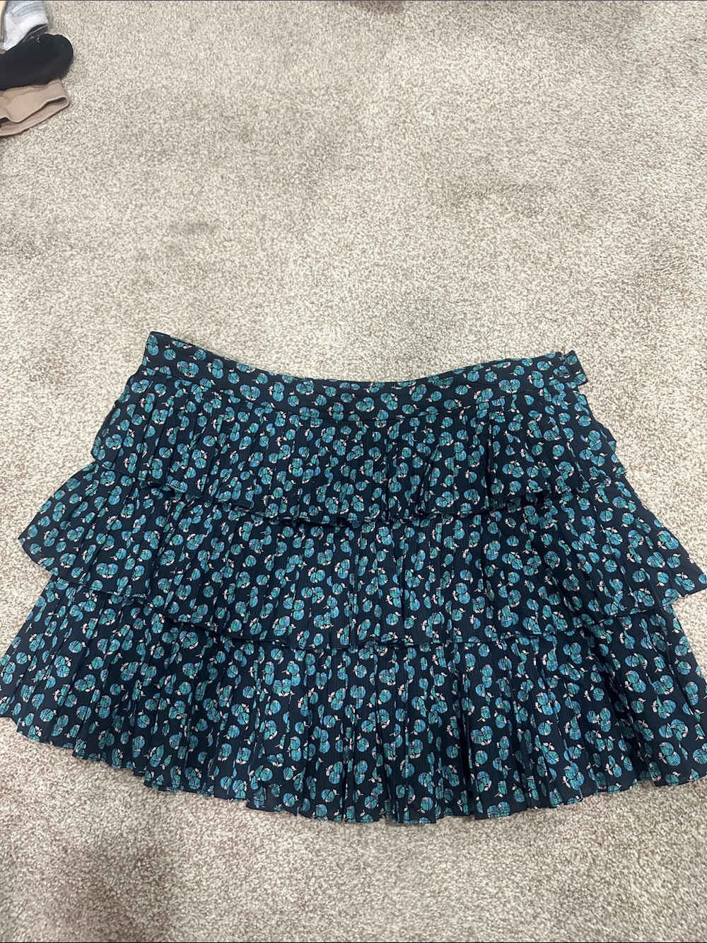 Marc Jacobs Black Teal Floral Tiered Skirt